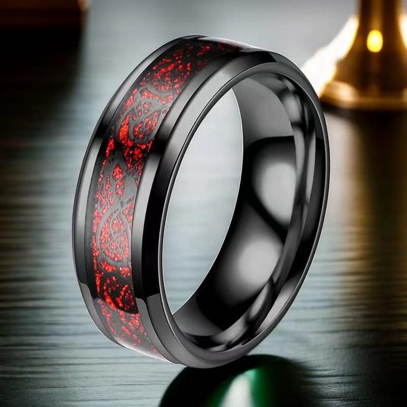 Men's High-End Chinese Dragon Titanium Steel Ring - Fashionable, Non-Fading, Stainless Steel Jewelry