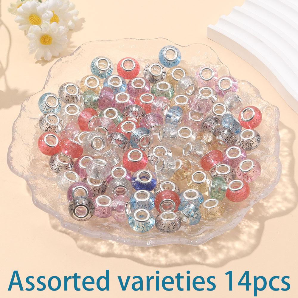 7/14/21pcs Resin European Style Large Hole Beads Lighting Fixtures Spaced Beads Jewelry Beads DIY Craft Jewelry Bracelets Necklace Jewelry Making