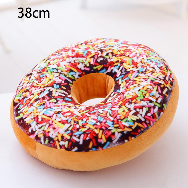 38/60cm Donut Food Toy Colorful Stuffed Ring Shaped Decor Plushie Head Pillow Seat Cushion for Chair Indoor Floor Sofa Gift