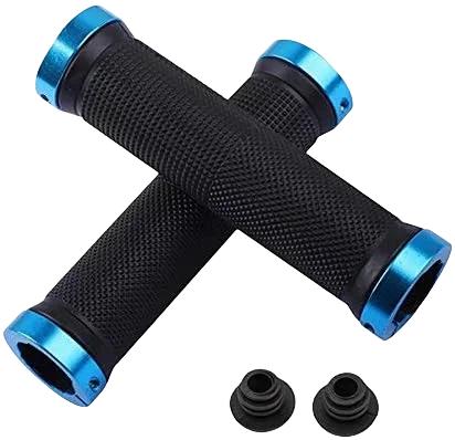 

Bicycle Rubber Grips Aluminum Alloy Bicycle Handle Cover Lock Non-Slip Rubber Double Lock on Locking Bicycle Handlebar Grips синій