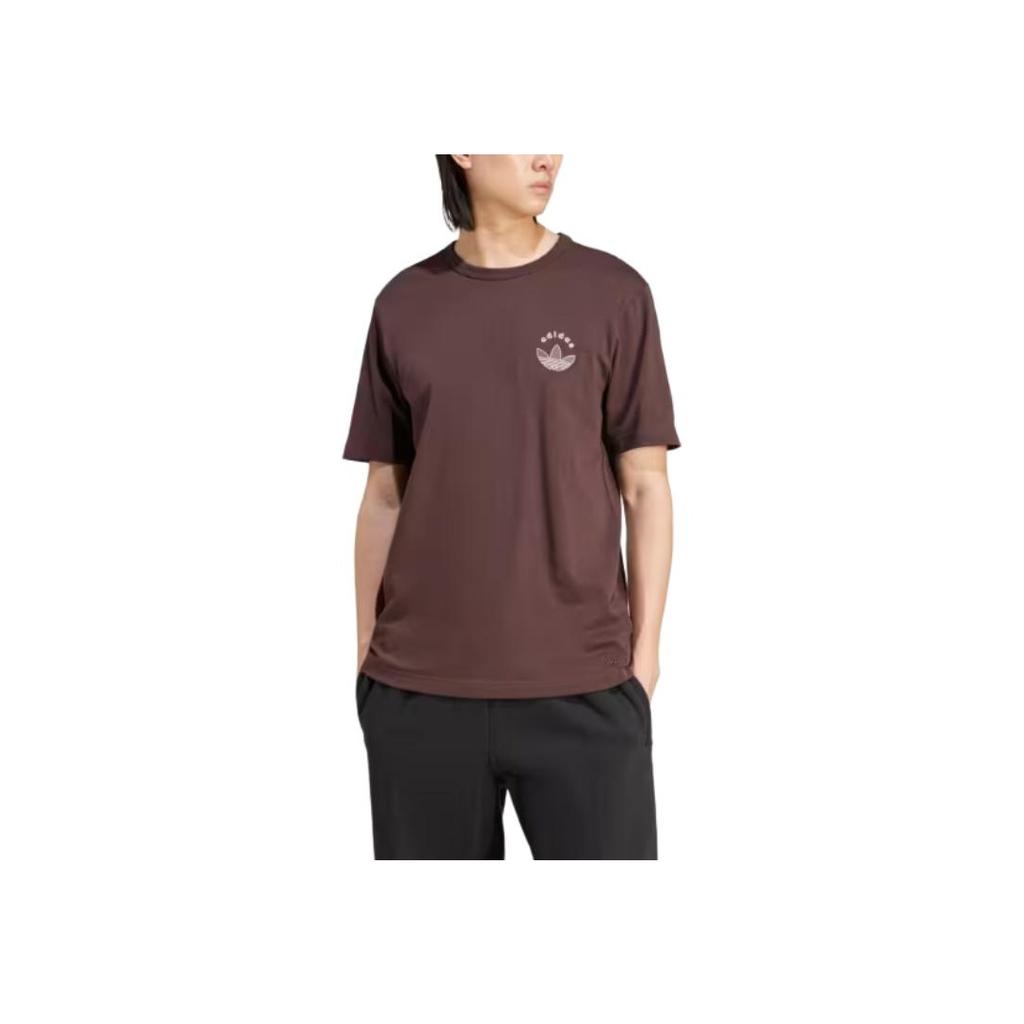 Adidas Originals Graphic Tee Outdoor Casual Crew Neck Short Sleeve T-Shirt Men Tops Shadow-Brown IX9610