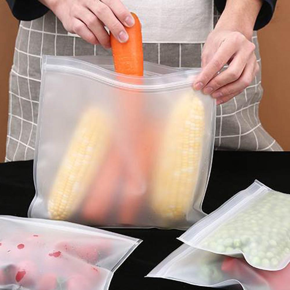 Set Of 4 Thickened Sealed Peva Food Preservation Ziplock Bag, Suitable For Refrigeration, Classification And Storage