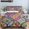 Geometric Mandala King Queen Duvet Cover Boho Ethnic Style Bedding Set for Teens Adults Mediterranean Soft Polyester Quilt Cover