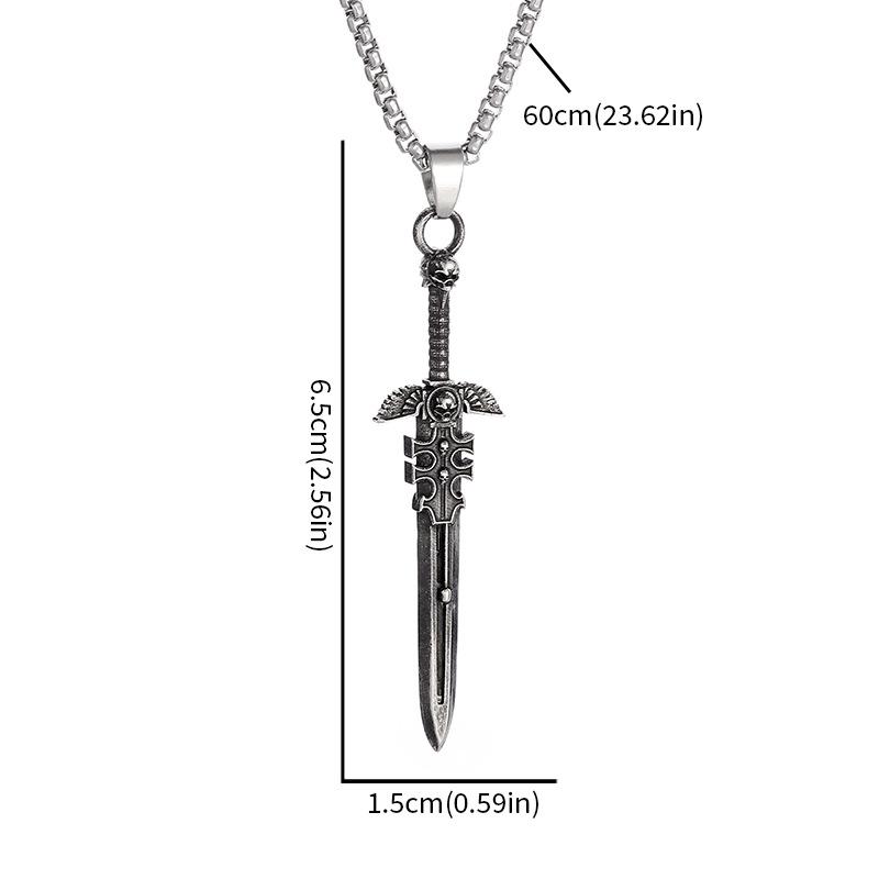 Hot Selling Accessories Big Sword Pendant Men's Punk Style Hip Hop Necklace Statement Accessories Necklace