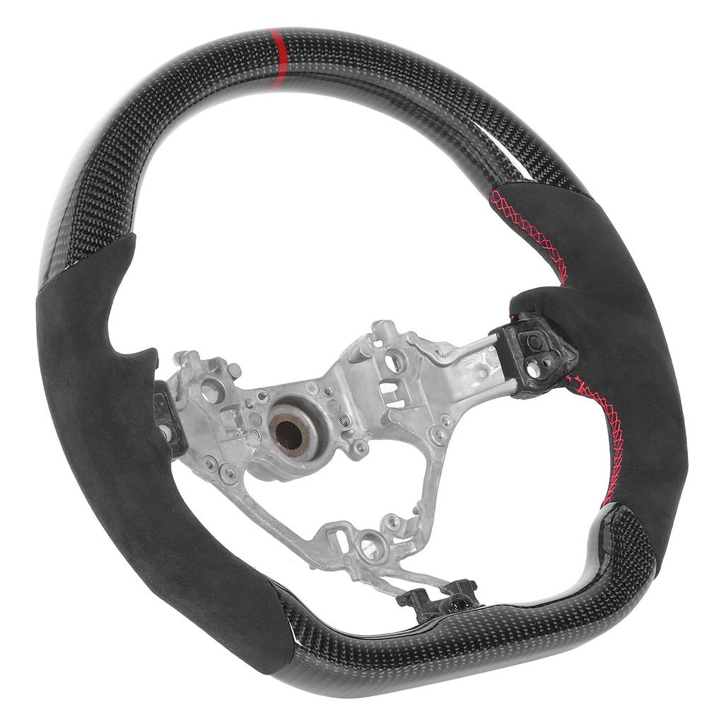 Carbon Fiber Steering Wheel Suede Hand Grips Red Stitching Fit for Subaru BRZ 2017 2020
