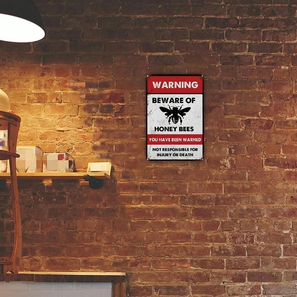 Vintage Bee Metal Tin Sign Wall Art Retro Home Bar Decor 8x12