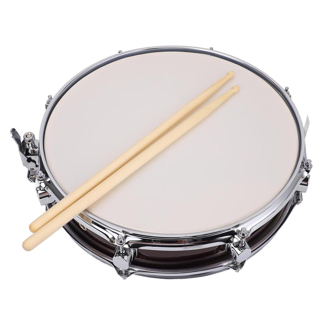 Snare Drum 14 Inch Super Slim Stainless Steel Student Snare Drum with Drumsticks for Practice Performance Wine Red
