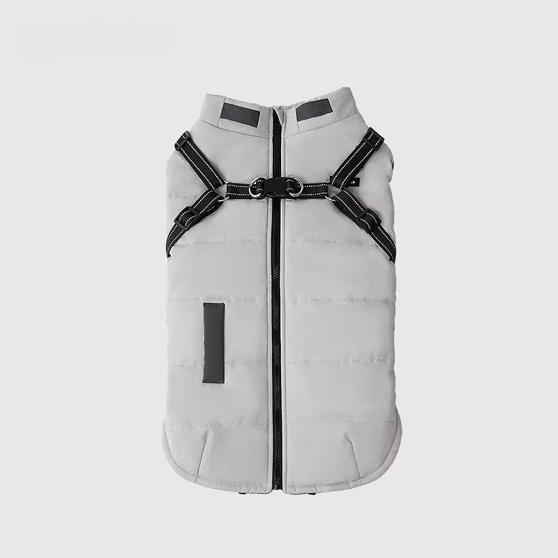 

Autumn Winter Warm Big Dog Clothes Cotton Towable Labrador Coats Clothes Windproof Golden Retriever Dog Coat Luxury Supplies 3XL серый