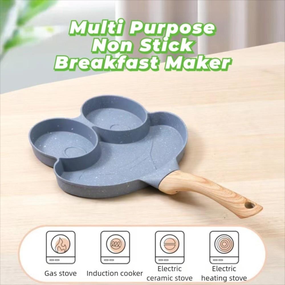 Wooden Handle MIni Omelette Pan Frog Smiley Grilled Steak Cooking Pan  Gas Induction Cooker