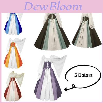 Renaissance Medieval Women's Long Dress Halloween Costume Stage Performance Retro Clothing