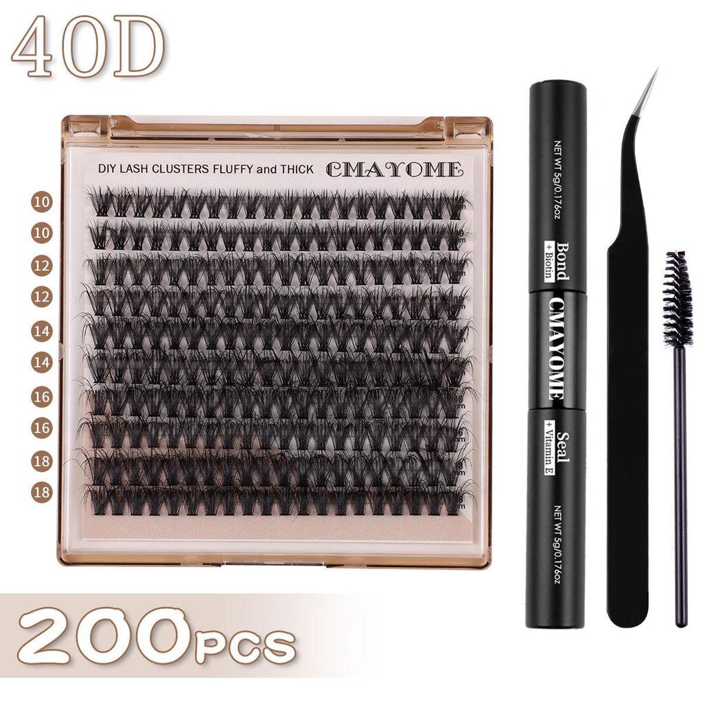 European-American D-Curl Cluster False Eyelashes: 10-18mm Natural, Dense, DIY Segments