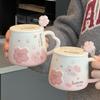 Breakfast Ceramic Cup with Lid and Spoon Cute Mug High Looking Creative Couple Coffee Water Cup