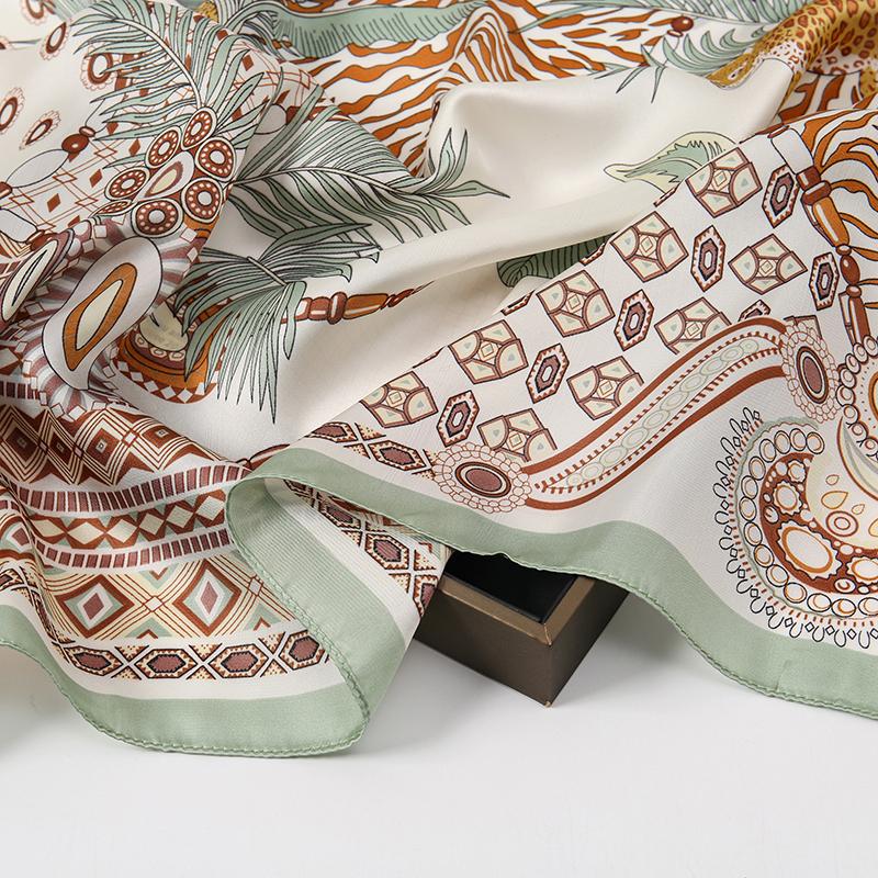 Luxury Brand Silk Square Plaid Scarf Women Satin Neck Hair Tie Band Soft work neckerchife  NEW Hijab Head Female Foulard