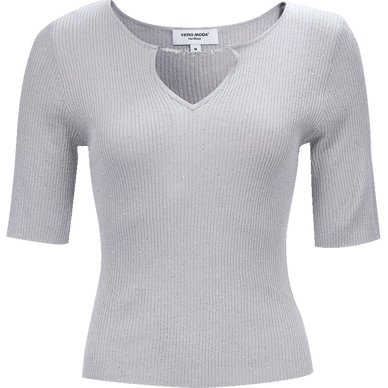 

VEROMODA Women s Shimmer Knit Top with Detachable V-Neck Collar L