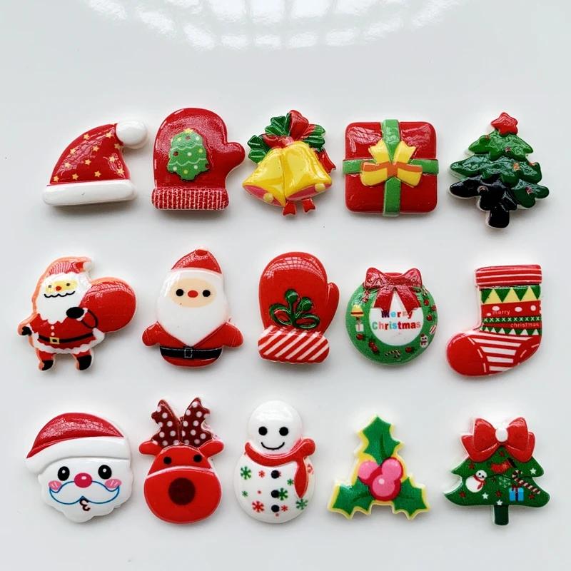 Cute resin Christmas snowflake Collection Cartoon Flat Back Cabochon Scrapbook Kawaii DIY Embellishments Accessories