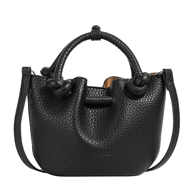 Bolso de piel suave para mujer, bolso nube plisado con cordón, bolso bandolera versátil y elegante