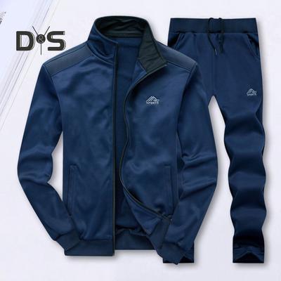 2 pezzi/set uomo tuta sportiva colletto alto manica lunga cerniera patta cappotto elastico coulisse cintura pantaloni lunghi set