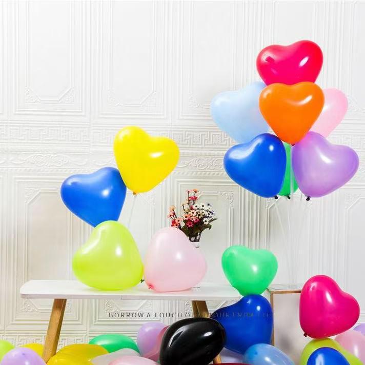 10-Inch Heart-Shaped Latex Balloons for Weddings, Birthdays, Festivals, and Venue Decorations