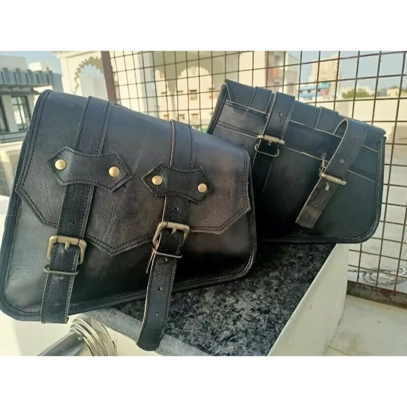 Combo Of Black Vintage Δερμάτινη τσάντα 3 σέλων για μοτοσικλέτα Panniers Πλαϊνή τσάντα εργαλείων