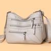 New Soft Leather Real Wash Multi-compartment Mother Lady Casual Large Capacity Fashion Versatile Shoulder Messenger Bag