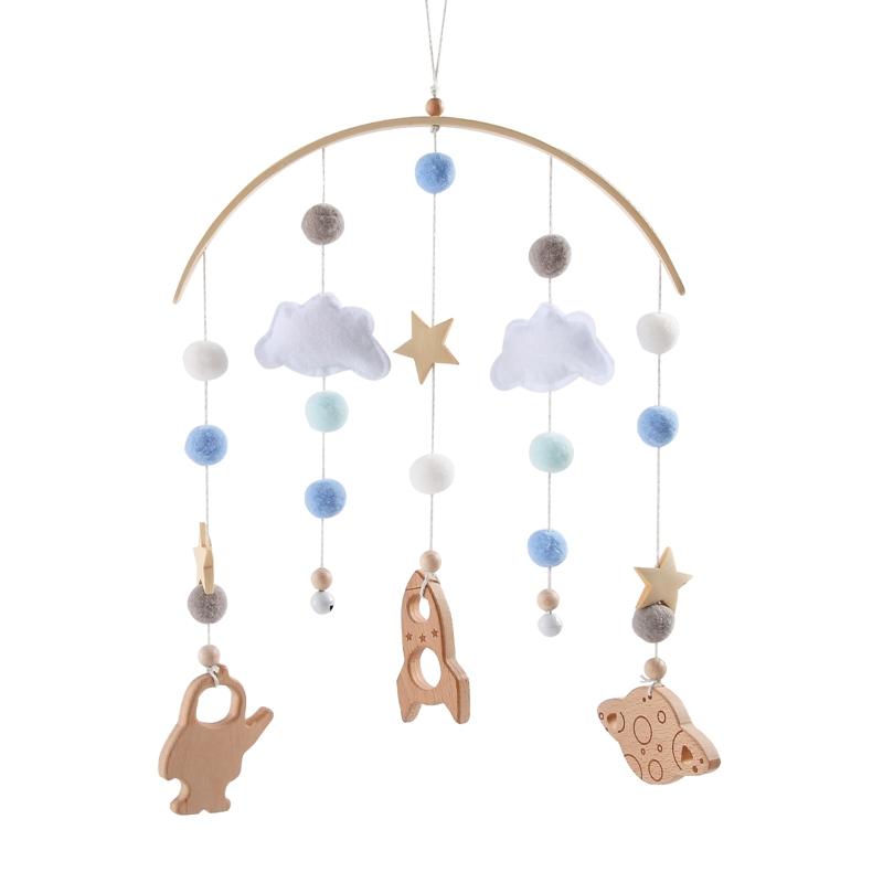 Lass uns Baby-Mobile Rasseltiere 0-12 Monate Weltraum Planeten Anhänger Kinderbett Glocke Kleinkind Rasseln Karussell Kinder Musikspielzeug Geschenk