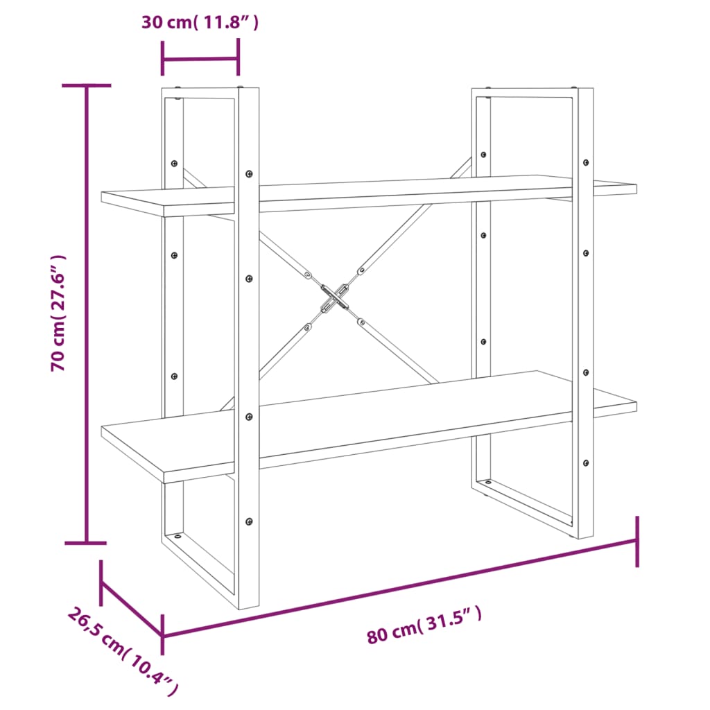 5 Shelf Bookshelf Gray Sonoma Oak 31.5 x 11.8 x 68.9 in Particleboard