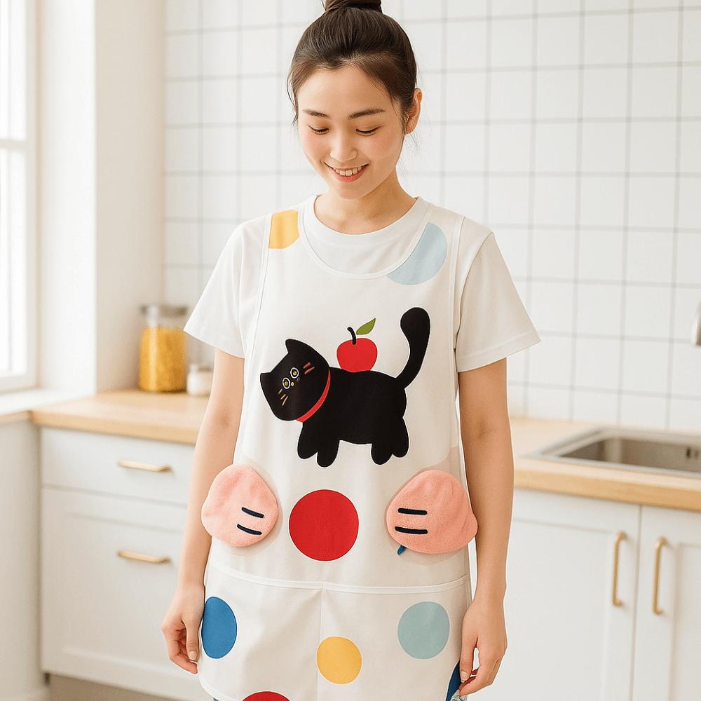 Cartoon Waterproof Apron Polyester Cooking Vest Apron Practical Oil Proof Apron  Apartment