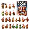 Christmas Tree Decor Chicken Advent Calendar 2026, 24 Days Countdown with 2D Flat Surprise Acrylic Ornament, Cartoon Hanging Pendant for Tree, Holiday