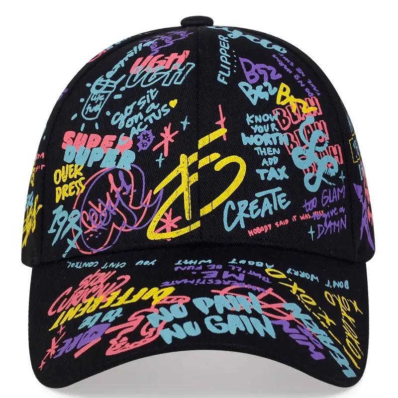 Color graffiti hip-hop baseball cap casual sunscreen printed cap personalized hat trendy men and women