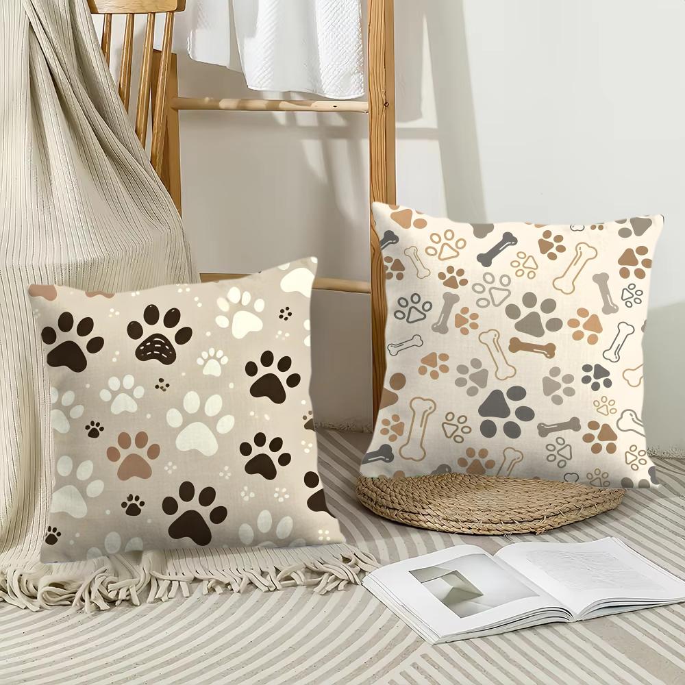 Paw Pattren Cushion Cover Soft Plush Fabric Double-Sided Printed Sofa Cushion Cover For All Seasons Home Decor Gift