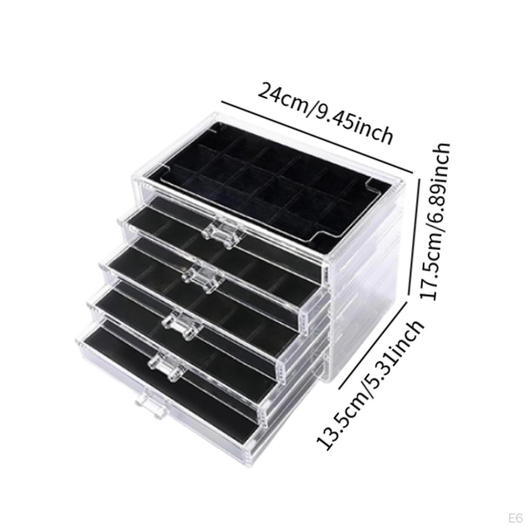 5-lagiger Schmuckschatulle-Organizer für den Schreibtisch, staubdicht, eleganter Behälter aus Acryl für Ringe