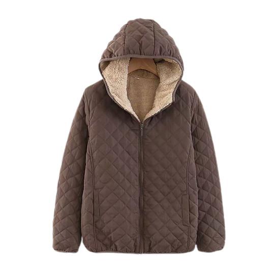 Women Coat Solid Color Hooded Plush Thicken Winter Jacket for Work