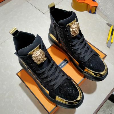 Fashion Men's Diamond Casual Shoes High Quality Riveted High Top Suede Zipper Sneakers Zapatos Hombre A7