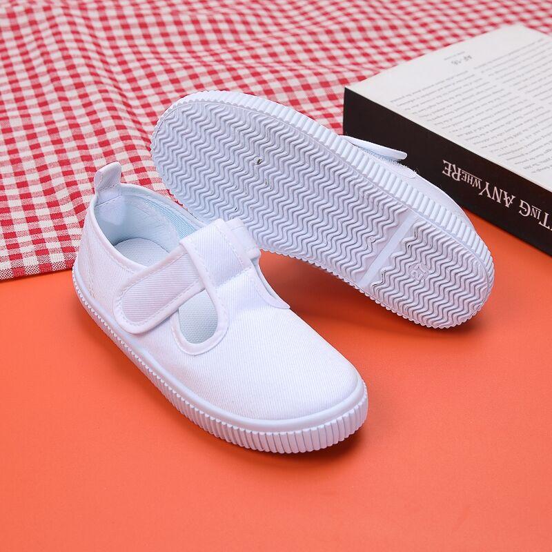 New children's indoor canvas shoes, non-slip soft-soled dance shoes, comfortable and wear-resistant little white shoes, the same for men and women