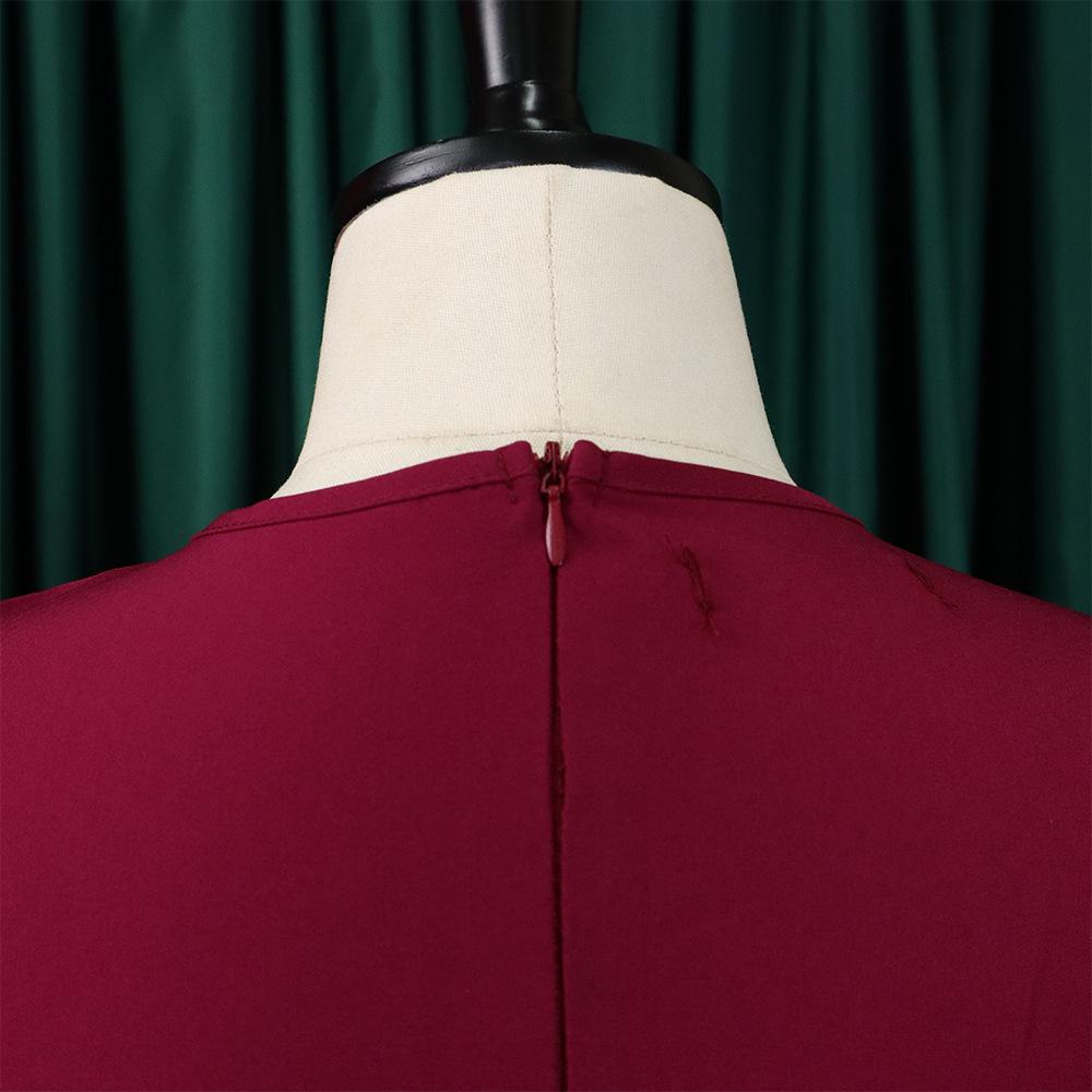 Pleated Puff Sleeve Plus Size Dress - European & American Fashion 2022