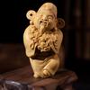 Wooden God of Wealth Characters  Small Statue Solid Wood Hand Carving  Home Room Office Lucky Feng Shui Characteristics Statue
