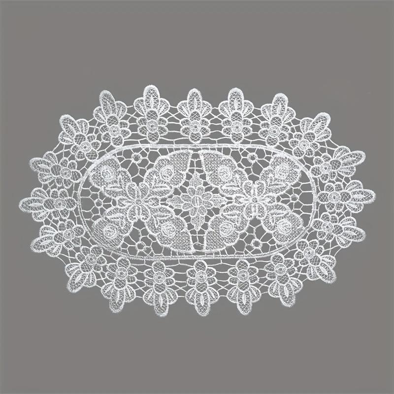 Oval Flowers Embroidery White Bed Table Runner Flag Cloth Cover Kitchen Wedding Christmas Table Decoration and Accessories