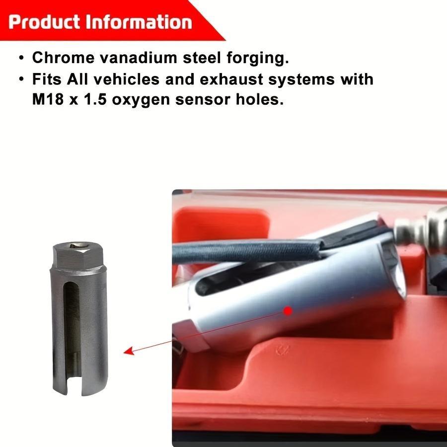1Set O2 Oxygen Sensor Socket Wrench Set Metric Sockets in Durable Red Case Essential Tool Kit for Efficient O2 Sensor Removal