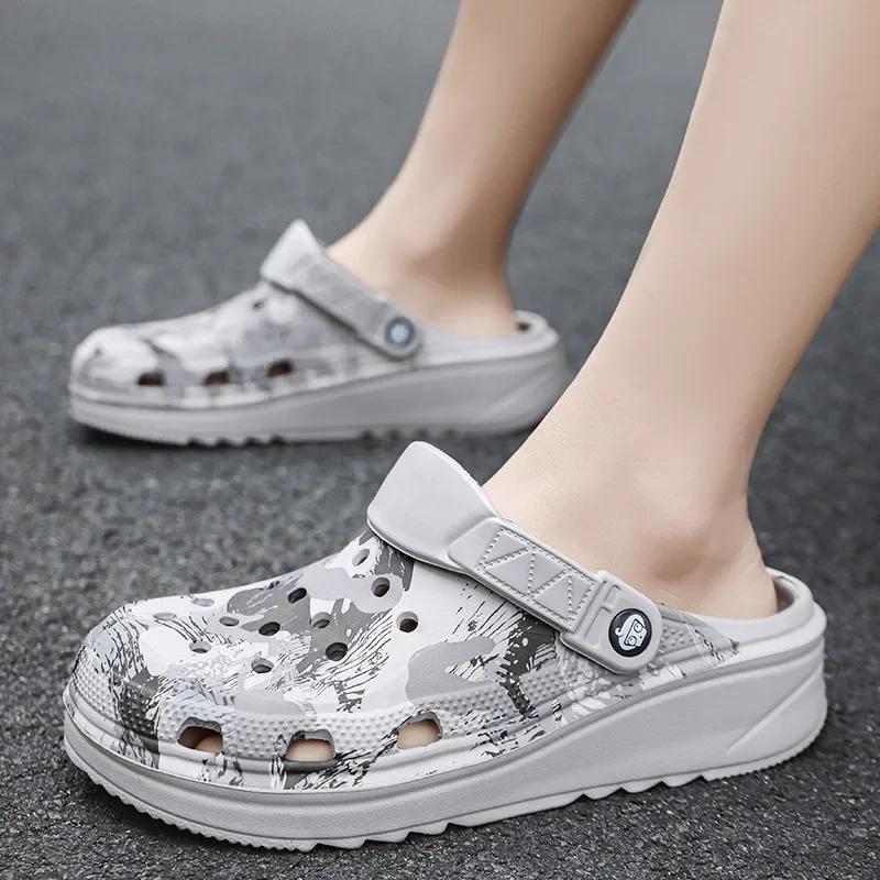 Fashion Men Slippers Camouflage Platform Outdoor Summer Clogs Shoe Women Beach Sandals Male Soft EVA Indoor Home Slides Lover Flip Flops
