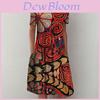 Street Style Floral Print Round Neck Short Sleeve Midi Dress For Summer Casual Wear