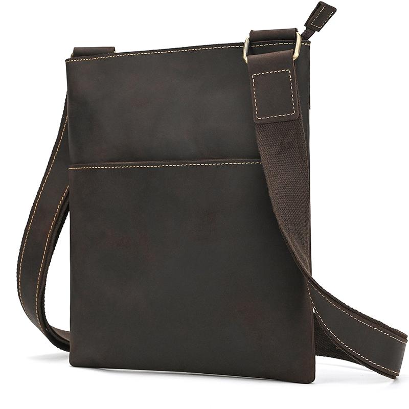 Vintage Fashion Men's Crossbody Bag Brown Leather Sling Bags Genuine Leather Men's Shoulder Bag For Phone Outdoor Small Bags Men