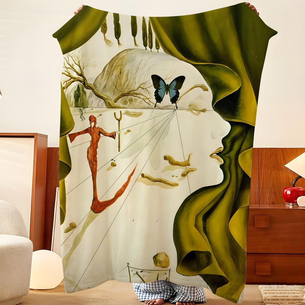 Artist S-Salvador D-Dali Throw Flannel Throw Blanket, Lightweight Cozy, Durable Washable cute Cool