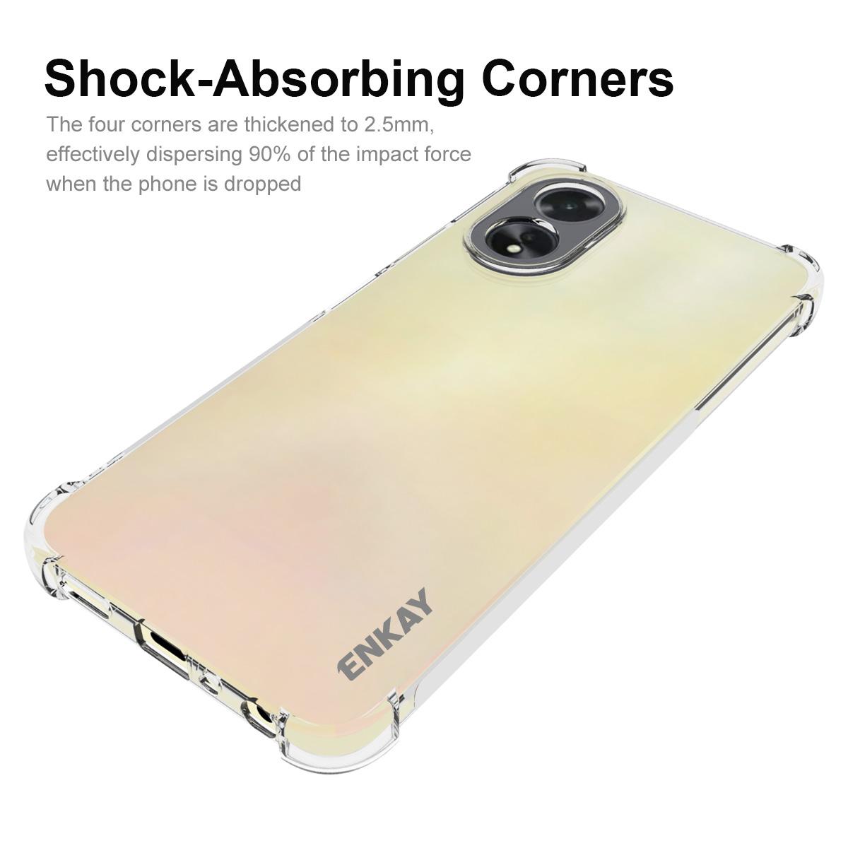 

ENKAY HAT PRINCE For Oppo A18 4G/A38 4G Anti-Scratcch TPU Phone Case Anti-slip Strip Edge Phone Shell A