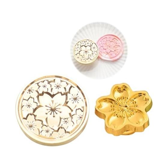 PAVIKE Ceiling Stamp Head Set of 2 Ceiling Head Cherry Blossom Season Flower Brass Head Wax Seal Stamp Brass Cherry Blossom Japanese Style Cherry