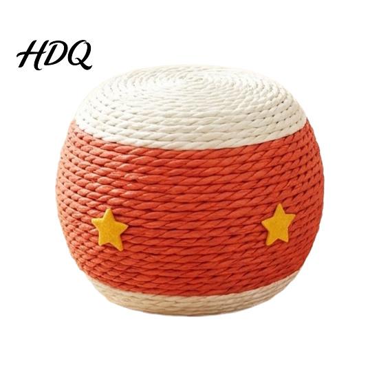 Kitten Hunting Training Ball Cat Scratching Ball Drum Shaped Paper Rope Interactive Claw Grinding Toy Rolling for Indoor Cats To Scratch Pat,