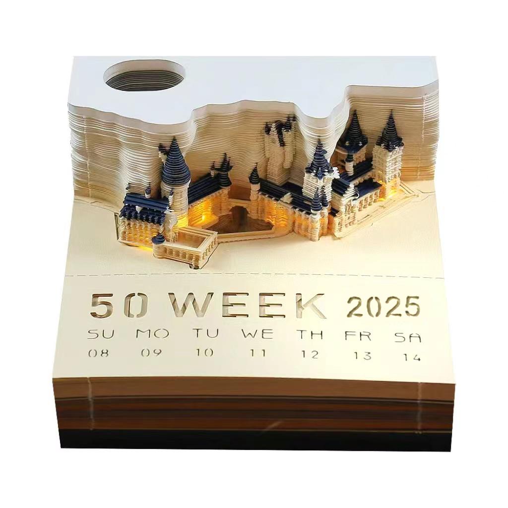 Omoshiroi Magic Castle 3D Notepad 2026 Calendar Memo Pad Block Notes Hary Design Note Paper Stationery Accessories Novelty Gift
