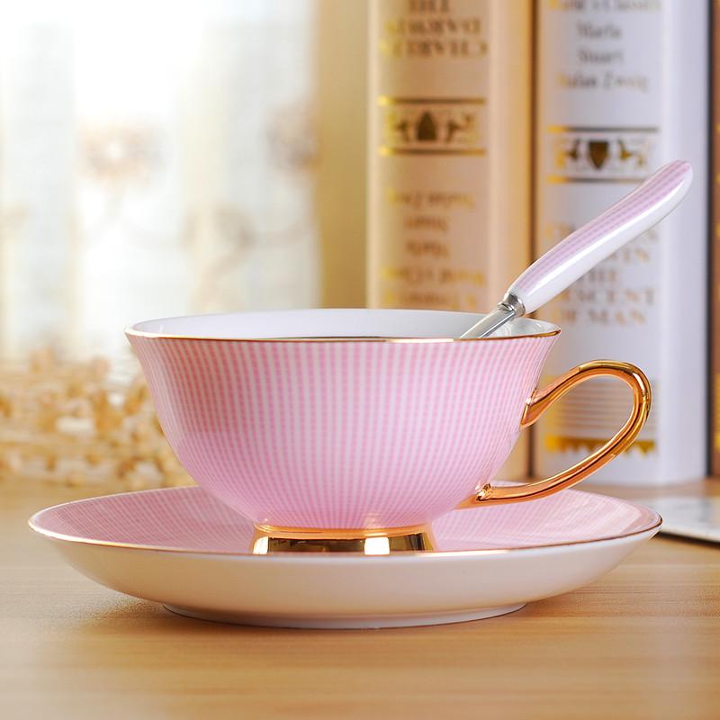 Zlacená evropská kostní porcelánová kávová a čajová sada s podšálkem