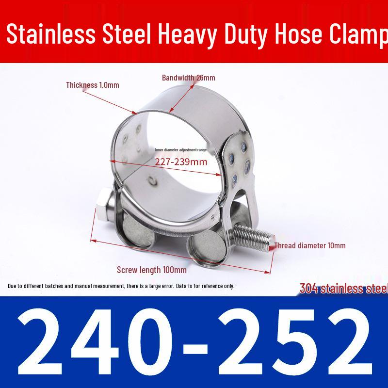 304 Stainless Steel European-Style Heavy-Duty Worm Drive Hose Clamp