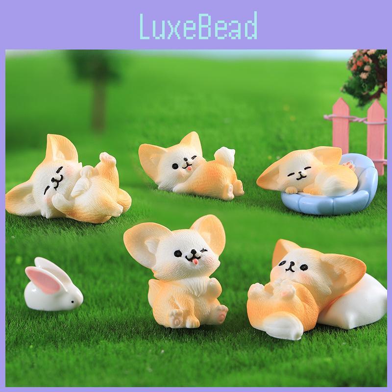 Charming Resin Fennec Fox Accessories Set Of 13 Miniature Animal Ornaments