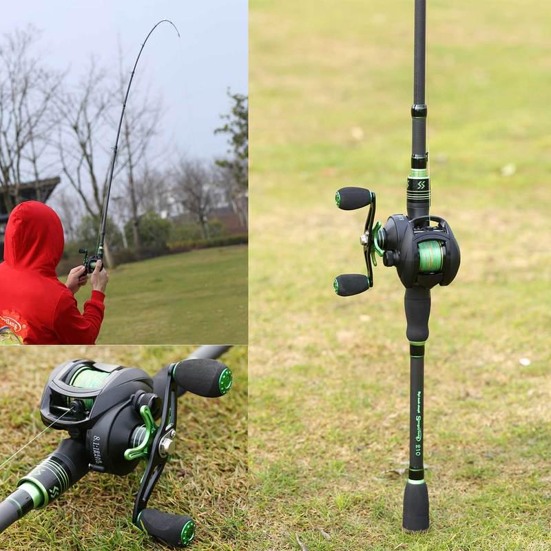 Angelrollen-Ruten-Kombination, 12 + 1BB Angelrolle und 1,8 m 2,1 m Carbon-Reise-Angelrute zum Barschangeln